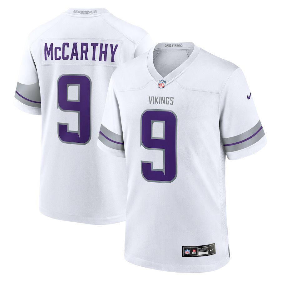 Men Minnesota Vikings 9 J.J. McCarthy Nike White Alternate Game Player NFL Jersey